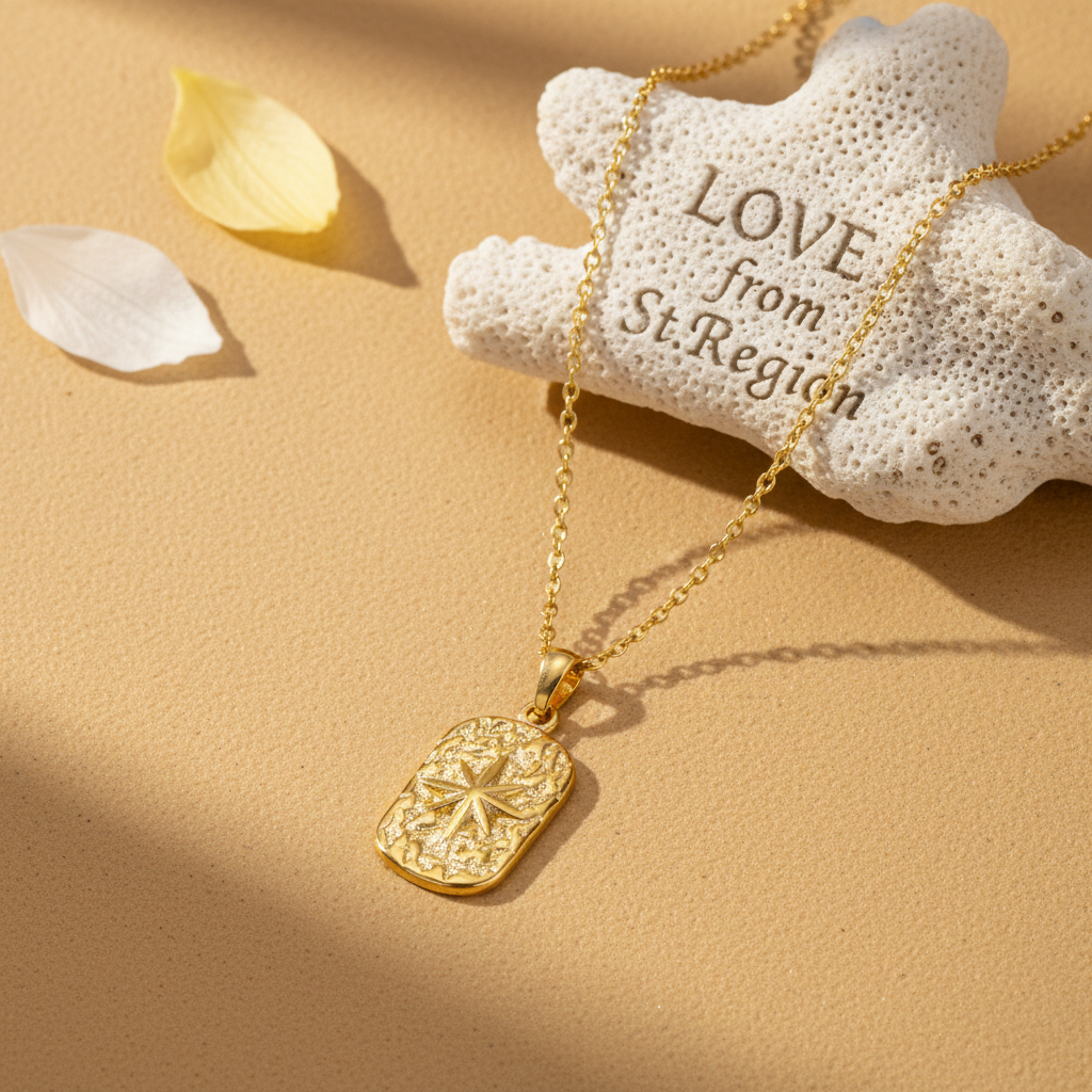 Goldtone Star Card Pendant Necklace