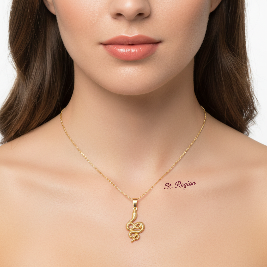 Goldtone Snake Pendant Necklace