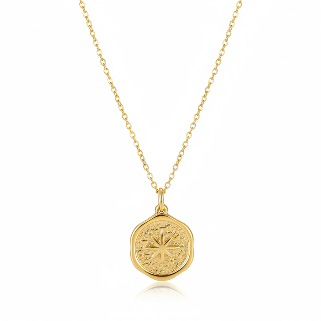 Goldtone Star Coin Pendant Necklace