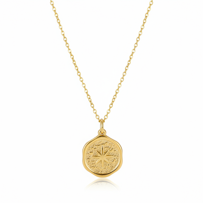Goldtone Star Coin Pendant Necklace