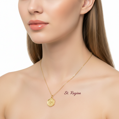 Goldtone Star Coin Pendant Necklace