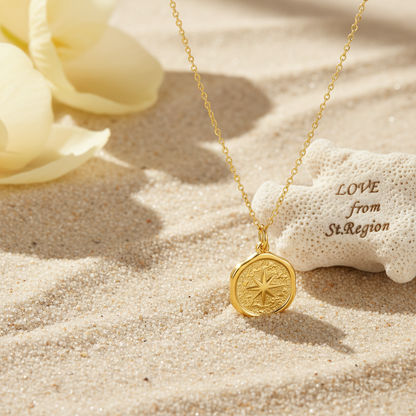 Goldtone Star Coin Pendant Necklace