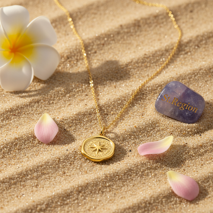 Goldtone Star Coin Pendant Necklace