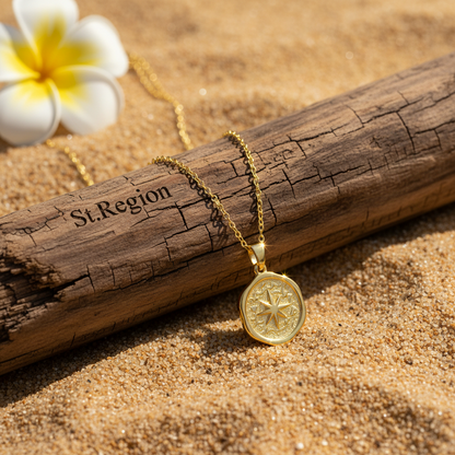 Goldtone Star Coin Pendant Necklace