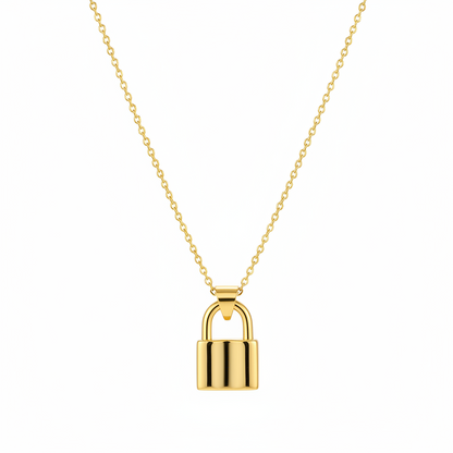 Goldtone Lock Pendant Necklace