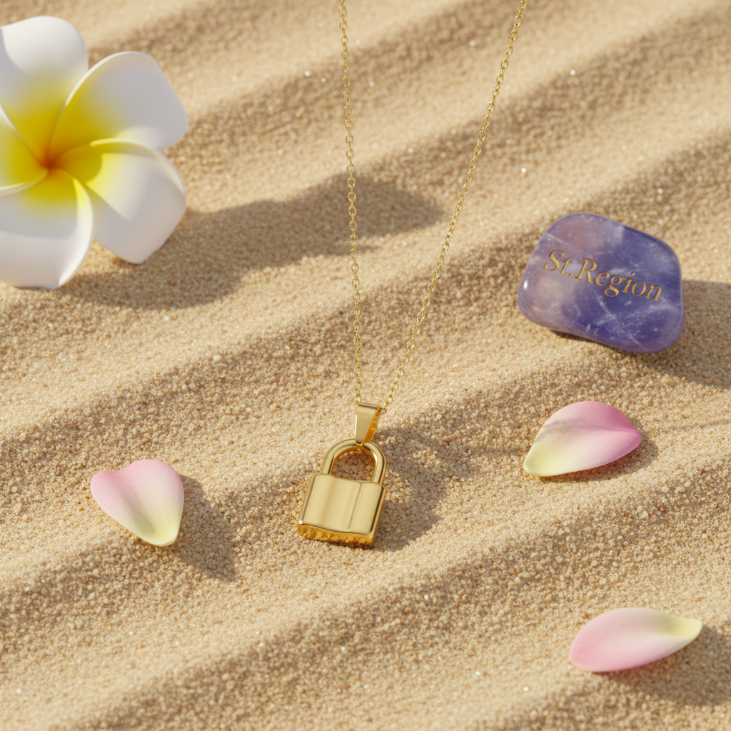 Goldtone Lock Pendant Necklace