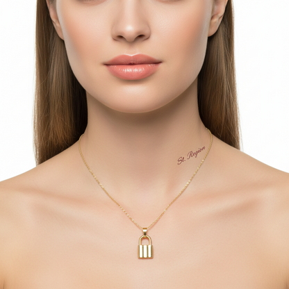 Goldtone Lock Pendant Necklace