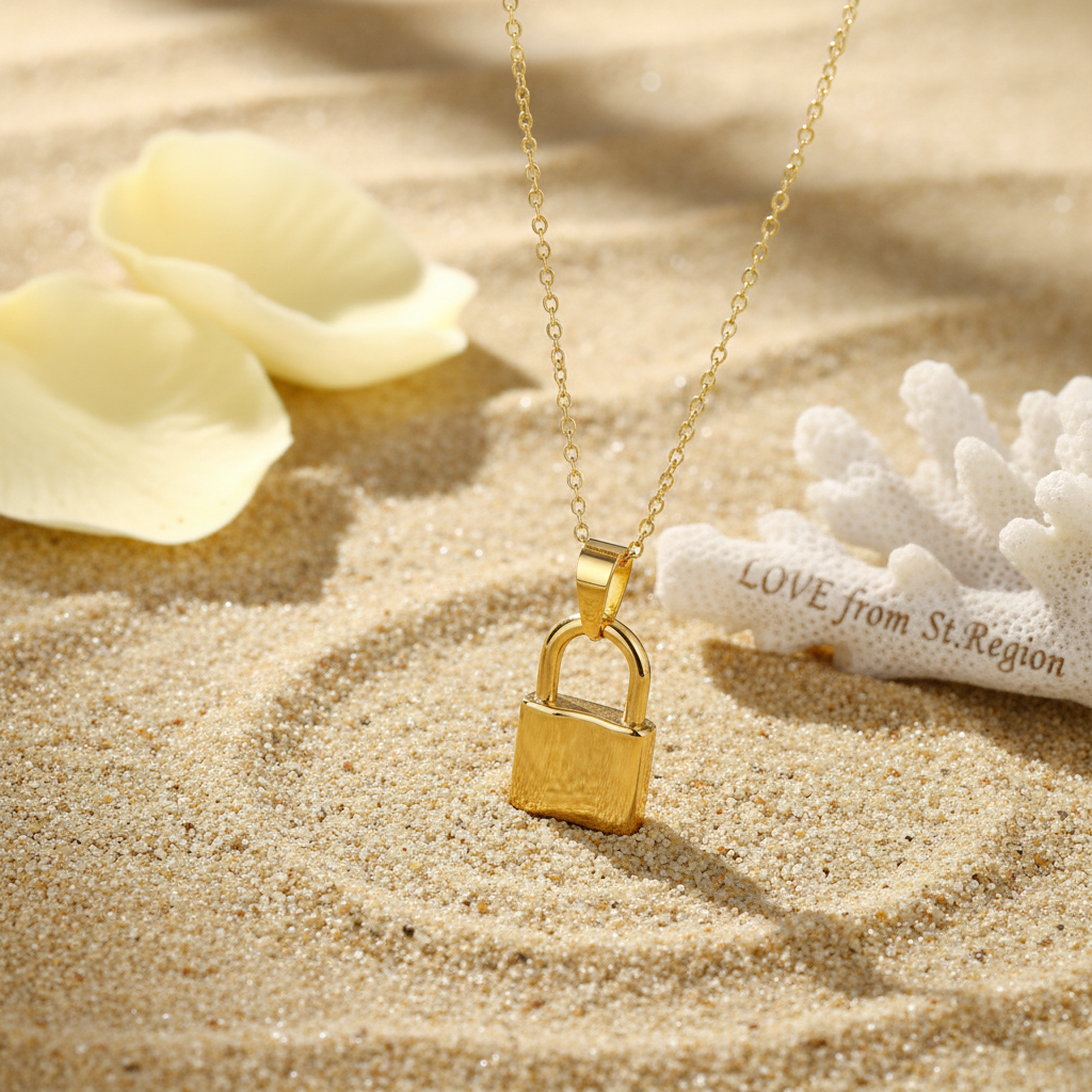 Goldtone Lock Pendant Necklace