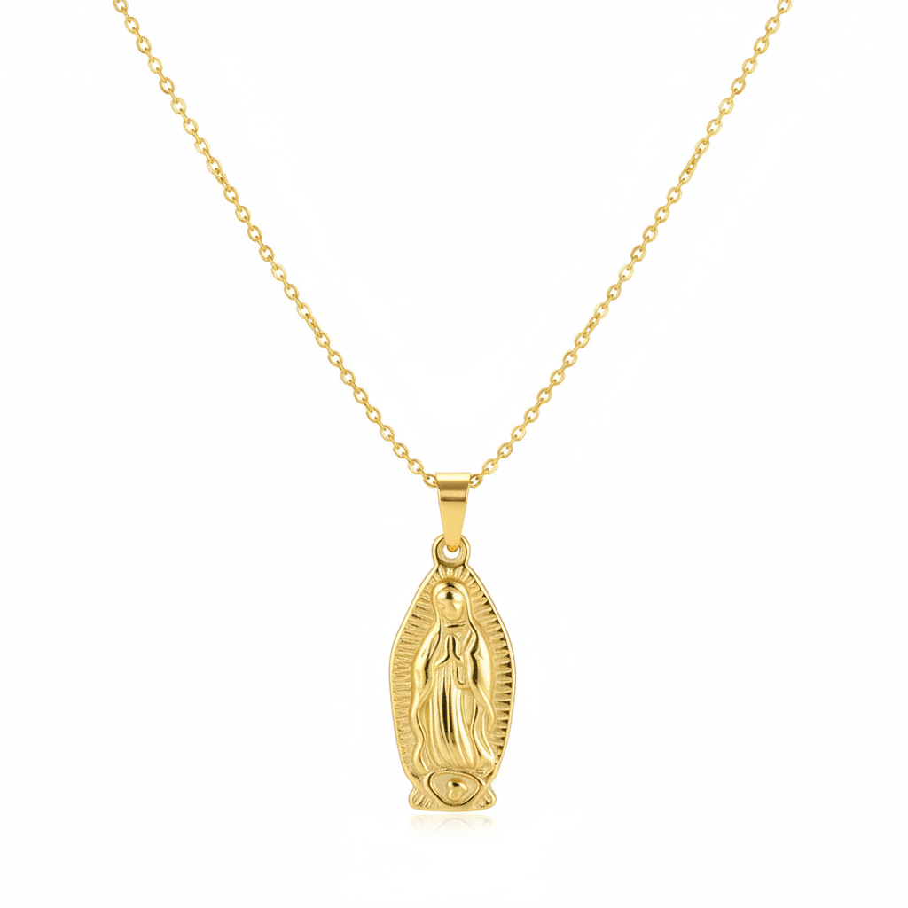 Goldtone Mary Pendant Necklace
