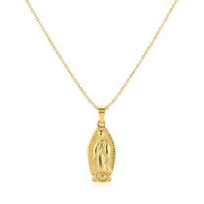 Goldtone Mary Pendant Necklace