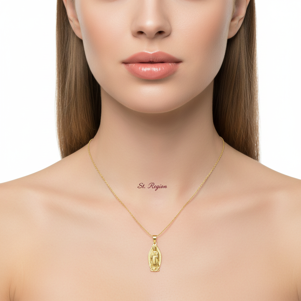 Goldtone Mary Pendant Necklace