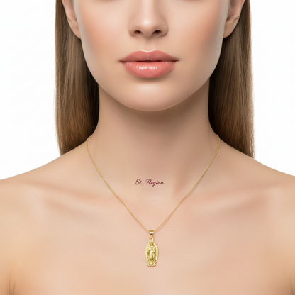 Goldtone Mary Pendant Necklace