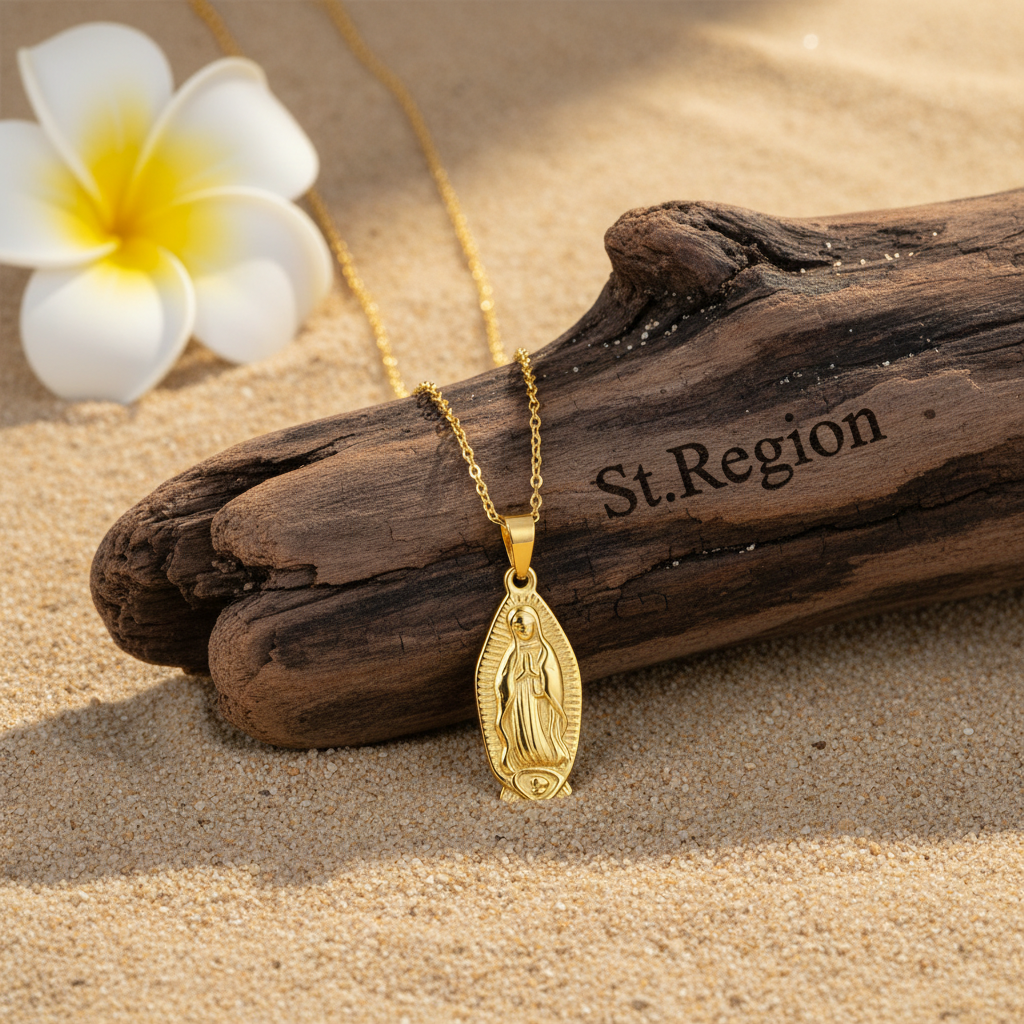 Goldtone Mary Pendant Necklace