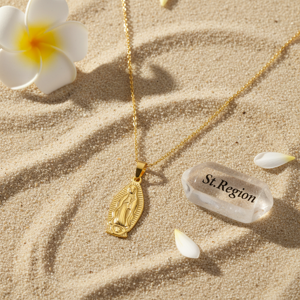 Goldtone Mary Pendant Necklace