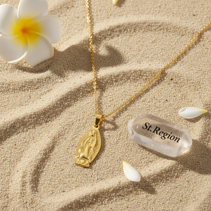 Goldtone Mary Pendant Necklace