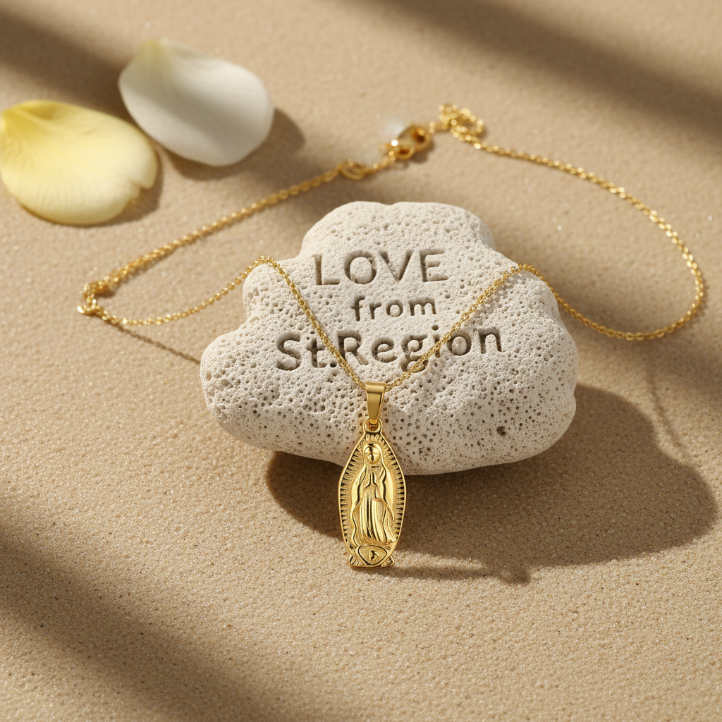 Goldtone Mary Pendant Necklace