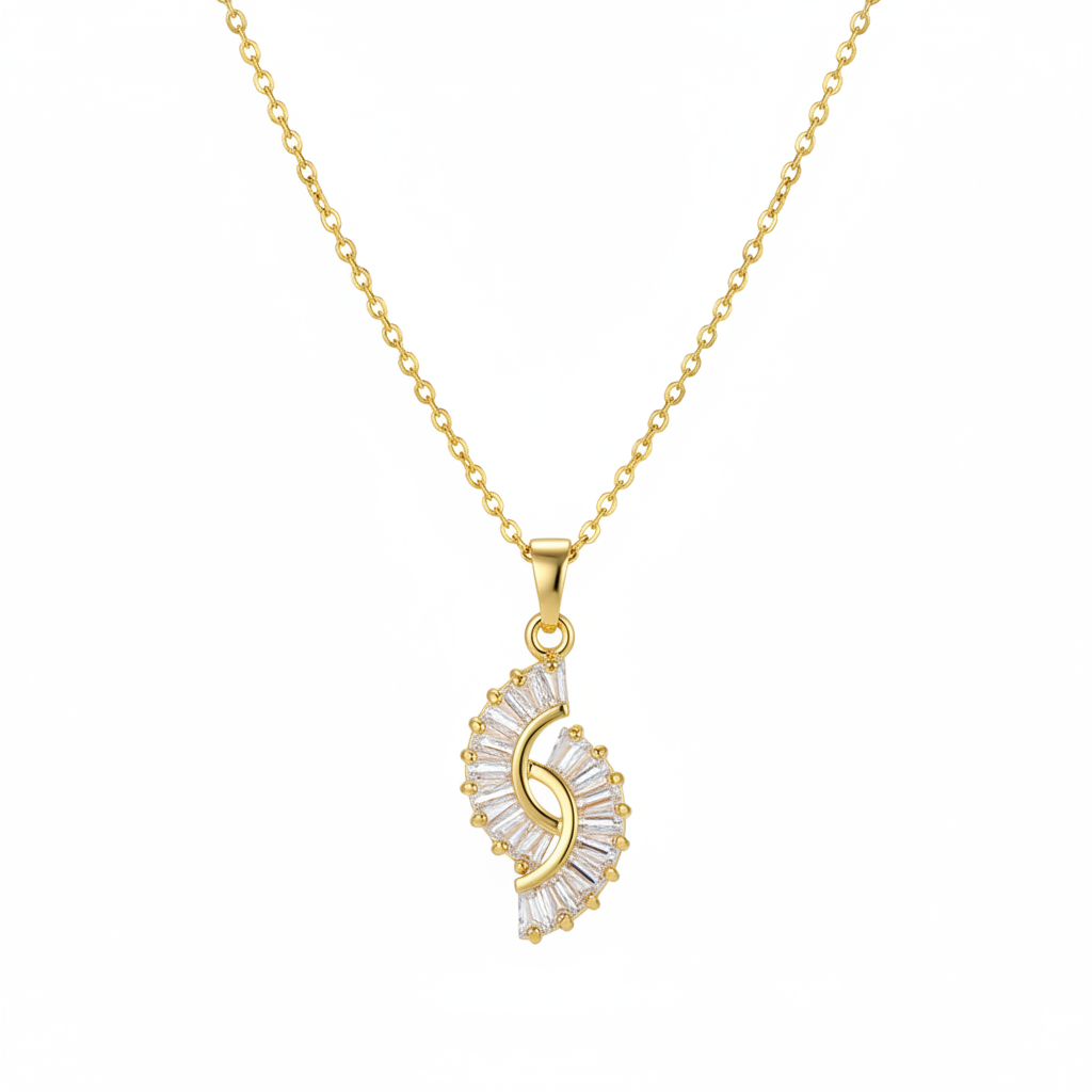 Crystal & Goldtone Botanical Pendant Necklace