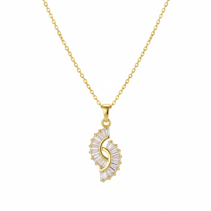 Crystal & Goldtone Botanical Pendant Necklace