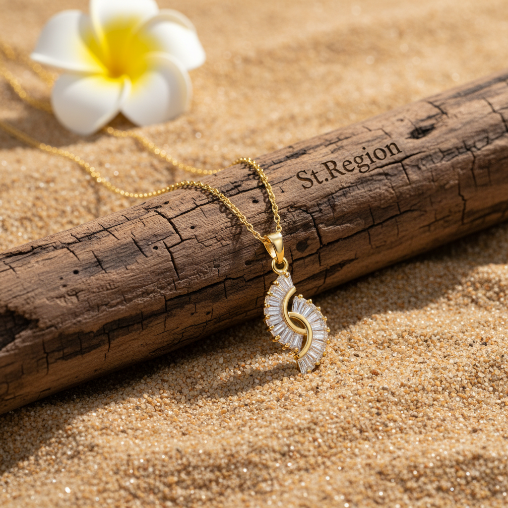 Crystal & Goldtone Botanical Pendant Necklace