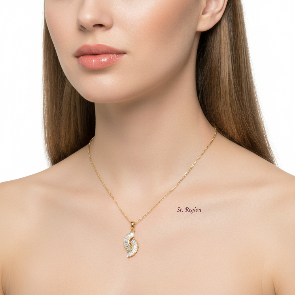 Crystal & Goldtone Botanical Pendant Necklace