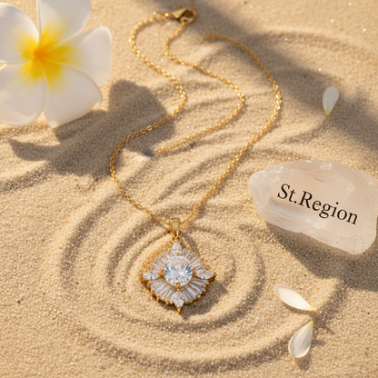 Clear Crystal & Goldtone Oval Pendant Necklace