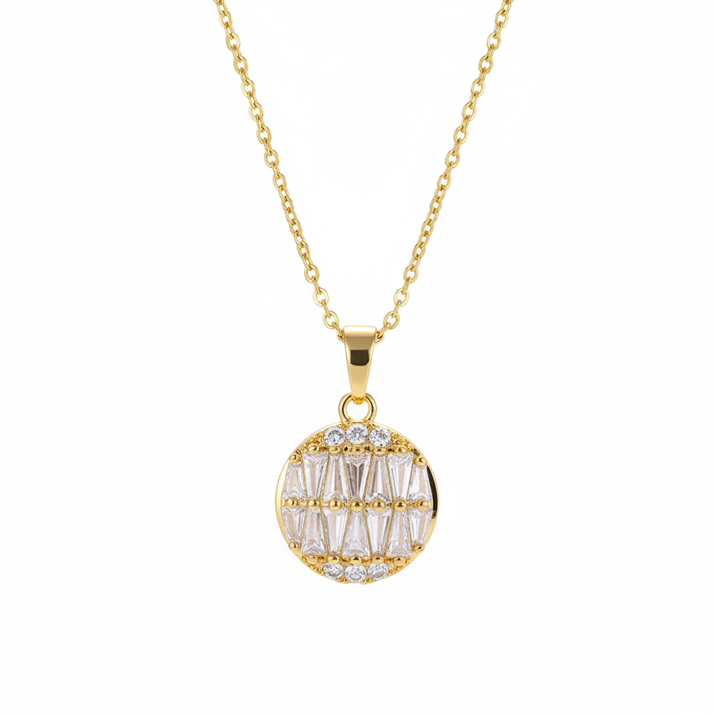 Crystal & Goldtone Triangle-Cut Round Pendant Necklace