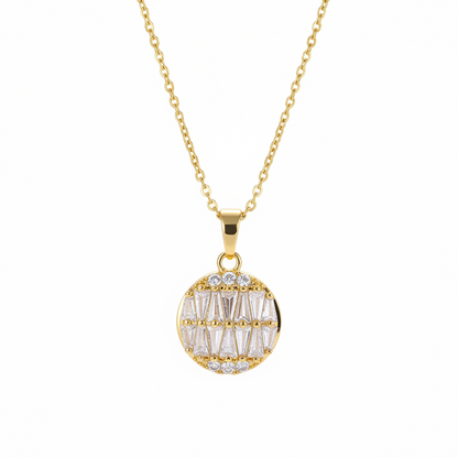 Crystal & Goldtone Triangle-Cut Round Pendant Necklace
