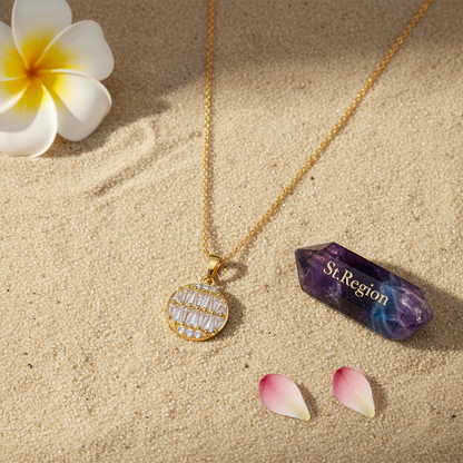 Crystal & Goldtone Triangle-Cut Round Pendant Necklace