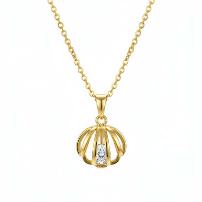 Crystal & Goldtone Shell Pendant Necklace