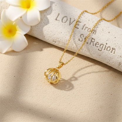 Crystal & Goldtone Shell Pendant Necklace