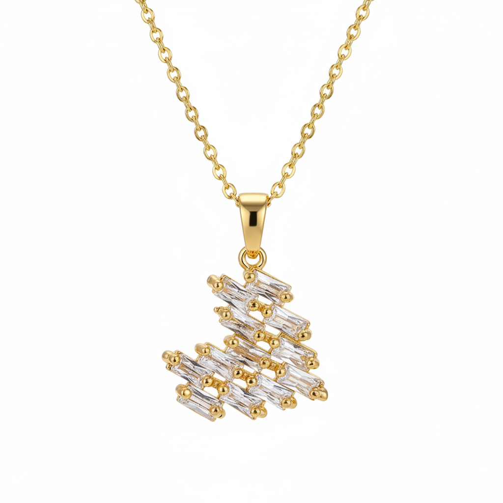 Crystal & Goldtone Heart Pendant Necklace