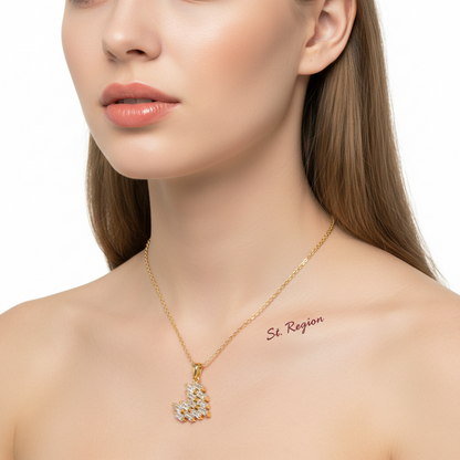 Crystal & Goldtone Heart Pendant Necklace