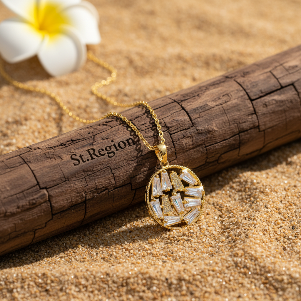 Crystal & Goldtone Round Pendant Necklace