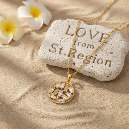 Crystal & Goldtone Round Pendant Necklace