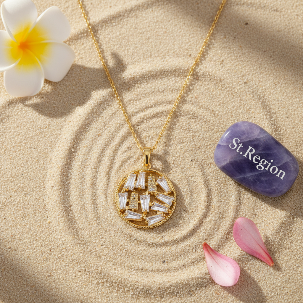 Crystal & Goldtone Round Pendant Necklace