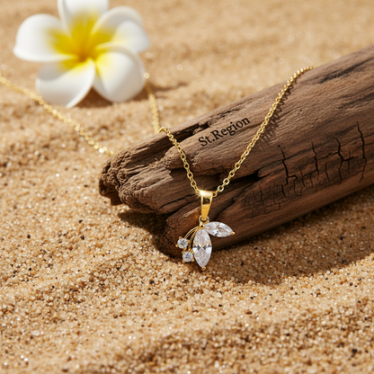 Crystal & Goldtone Butterfly Pendant Necklace