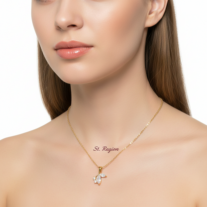 Crystal & Goldtone Butterfly Pendant Necklace