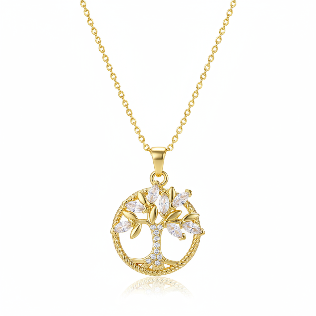 Crystal & Cubic Zirconia Goldtone Tree Pendant Necklace