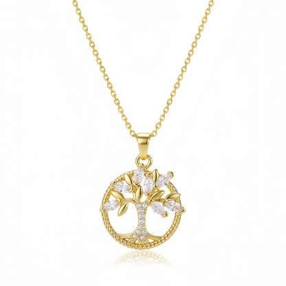 Crystal & Cubic Zirconia Goldtone Tree Pendant Necklace