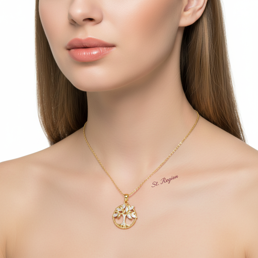 Crystal & Cubic Zirconia Goldtone Tree Pendant Necklace