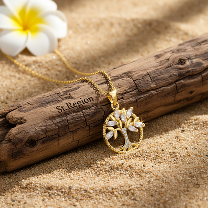 Crystal & Cubic Zirconia Goldtone Tree Pendant Necklace