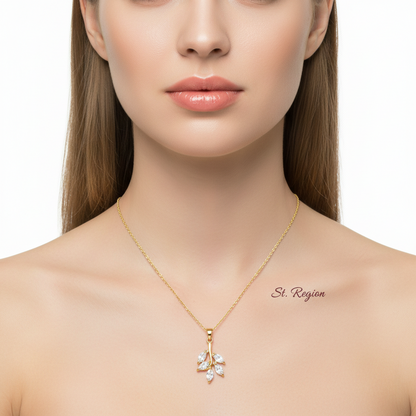 Crystal & Goldtone Leaf Pendant Necklace