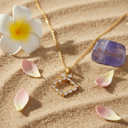 Crystal & Goldtone Bow Rhombus Pendant Necklace
