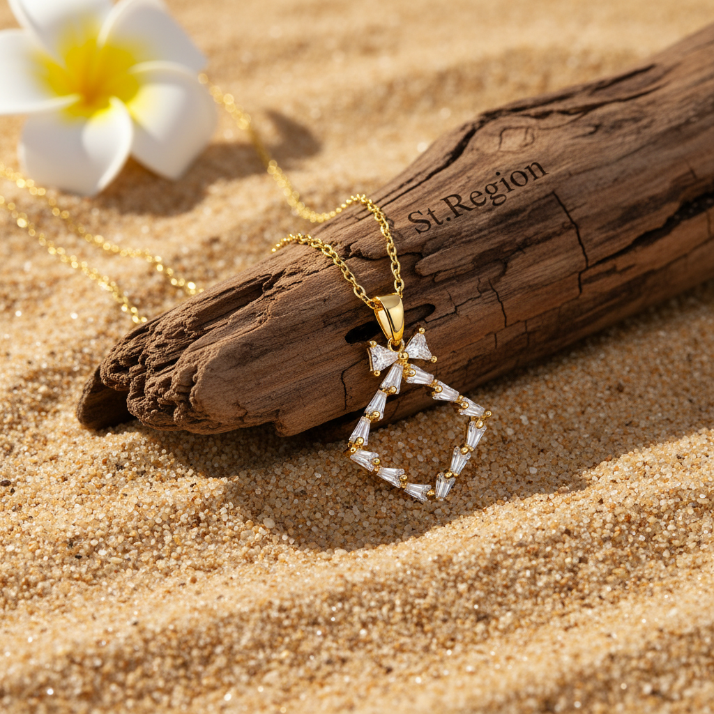 Crystal & Goldtone Bow Rhombus Pendant Necklace