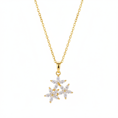 Marquise Crystal & Goldtone Floral Pendant Necklace