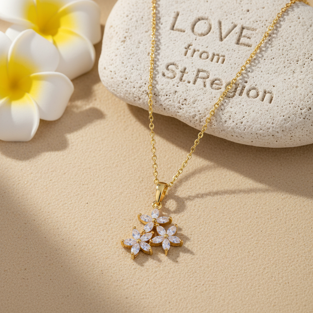 Marquise Crystal & Goldtone Floral Pendant Necklace