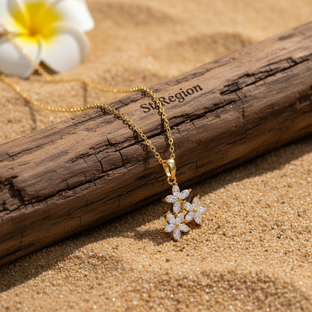Marquise Crystal & Goldtone Floral Pendant Necklace