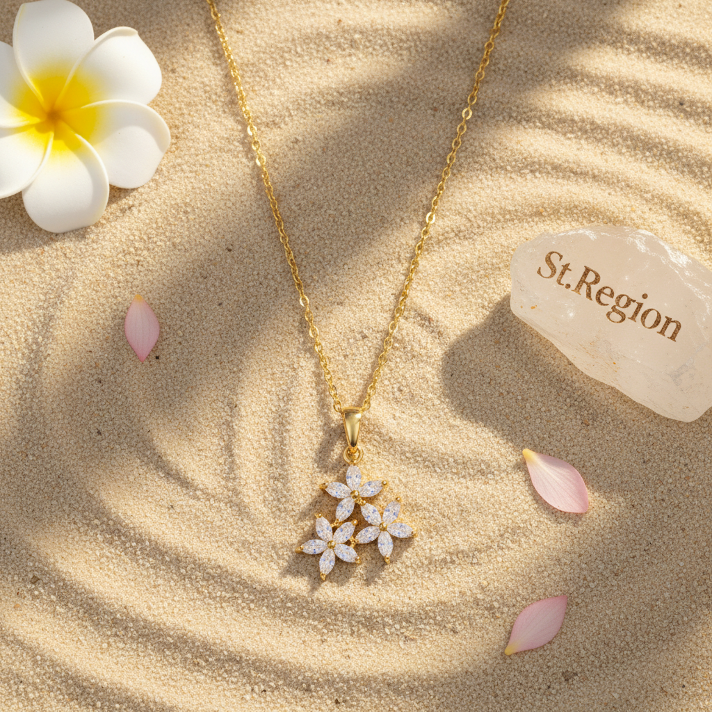 Marquise Crystal & Goldtone Floral Pendant Necklace