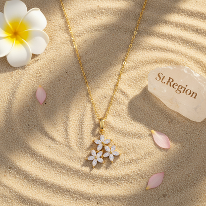 Marquise Crystal & Goldtone Floral Pendant Necklace