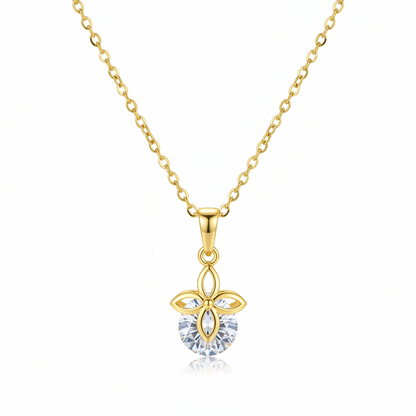 Crystal & Goldtone Clover Pendant Necklace